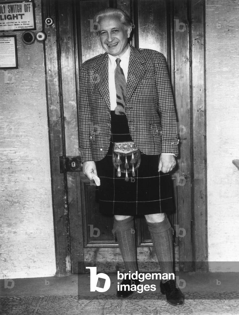 Carl Ebert ( 1887 - 1980 ), German actor & opera director, co-creator of the Glyndebourne Festival Opera, in Douglas tartan, 1951