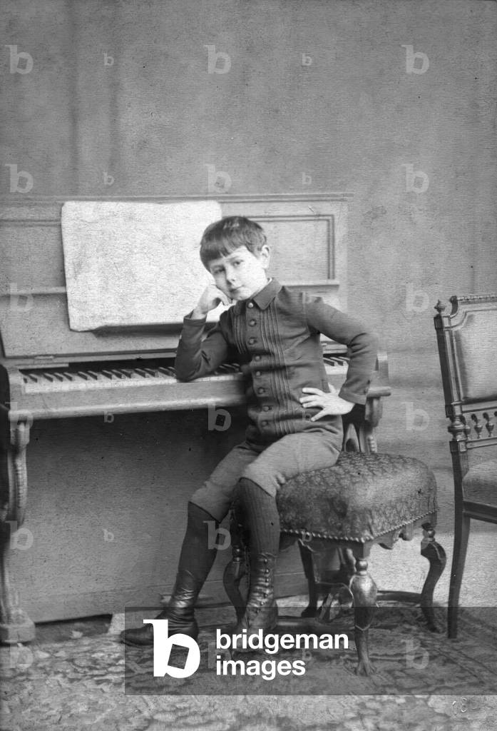 Josef Hofmann, Polish pianist, 1887 (b/w photo)