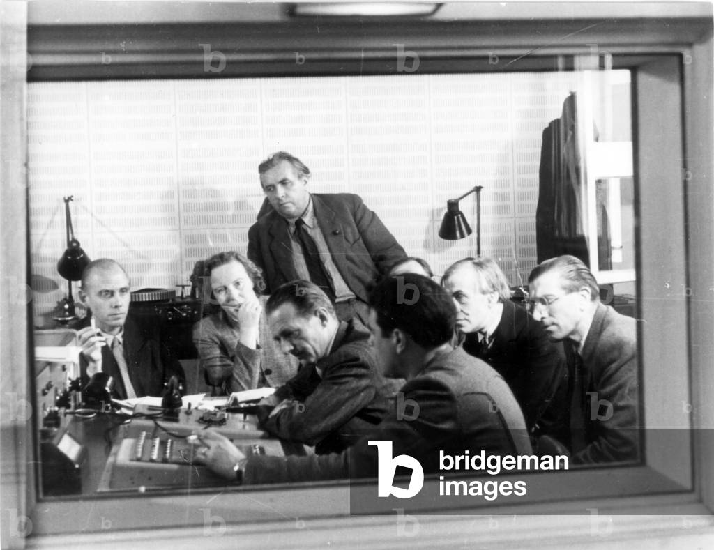 Strub Quartet line up at recording session (b/w photo)