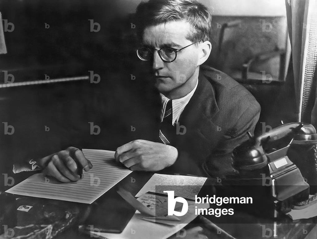 Dmitri Shostakovich,  Russian pianist & composer, 1943 (b/w photo)