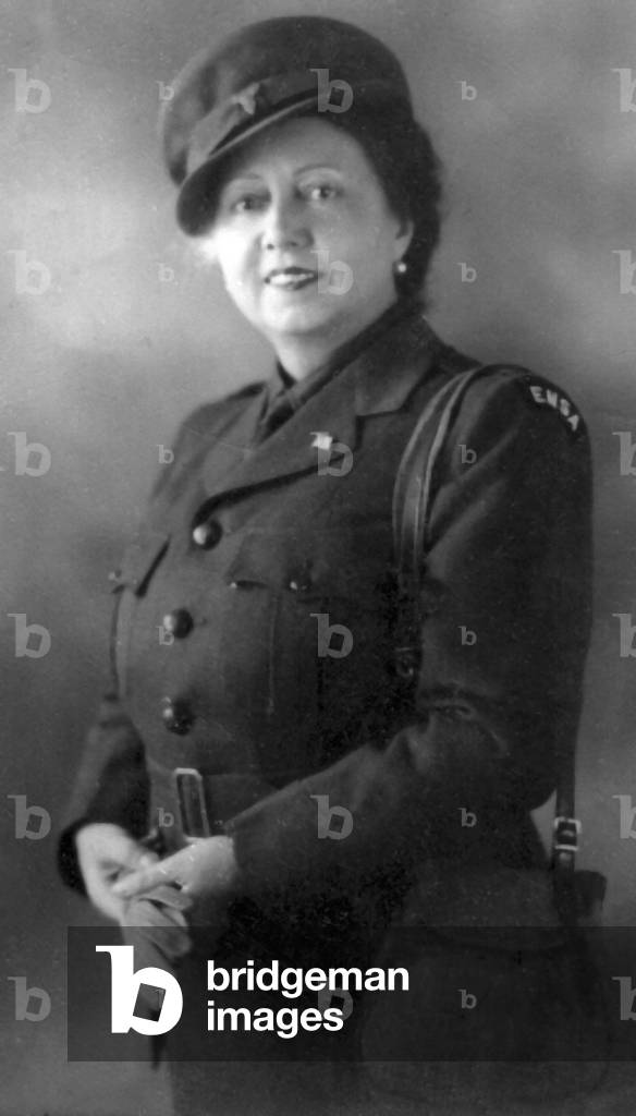 Elisabeth Schumann ( 1888 - 1952 ), German soprano, in ENSA uniform ( Entertainment National Services Association ), 1945