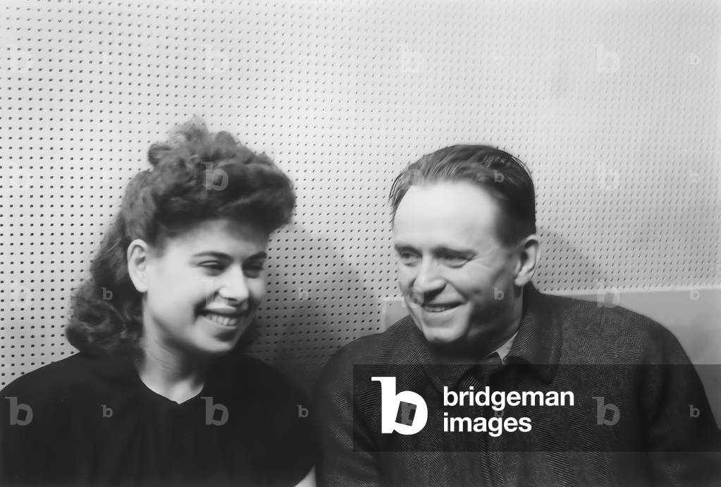 Frances Magnes  & Adolf Busch,  American violinist &  German violinist,  Liederkranz Hall,  New York, May, 1945 (b/w photo)
