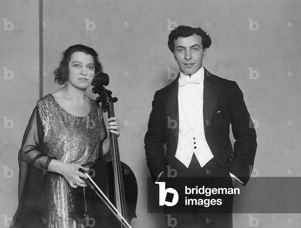 Guilhermina Suggia Portuguese cellist & Benno Moiseiwitsch Russian Ukrainian born British pianist 1937