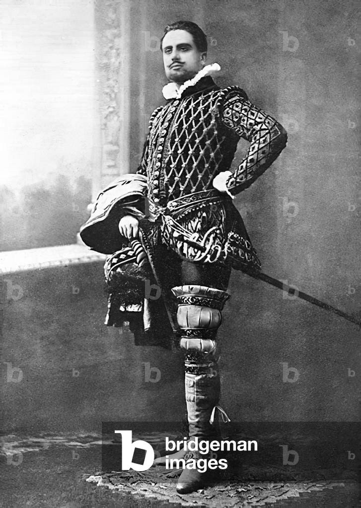 Luigi Montesanto, Italian baritone, as Rodrigo in Don Carlo (b/w photo)