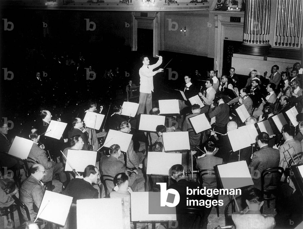 Guido Cantelli ( 1920 - 1956 ), Italian conductor, with La Scala Orchestra, 1950