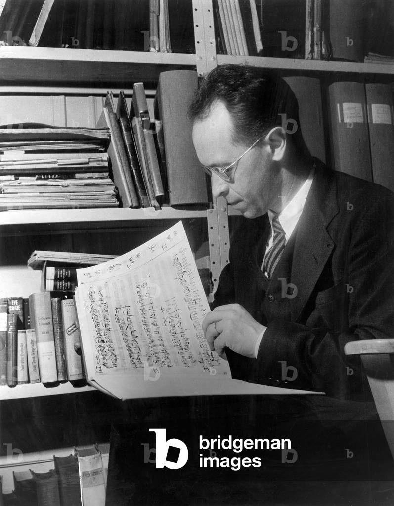 Rudolf Serkin, Czech born American pianist  studying compostion by Adolf Busch 1946