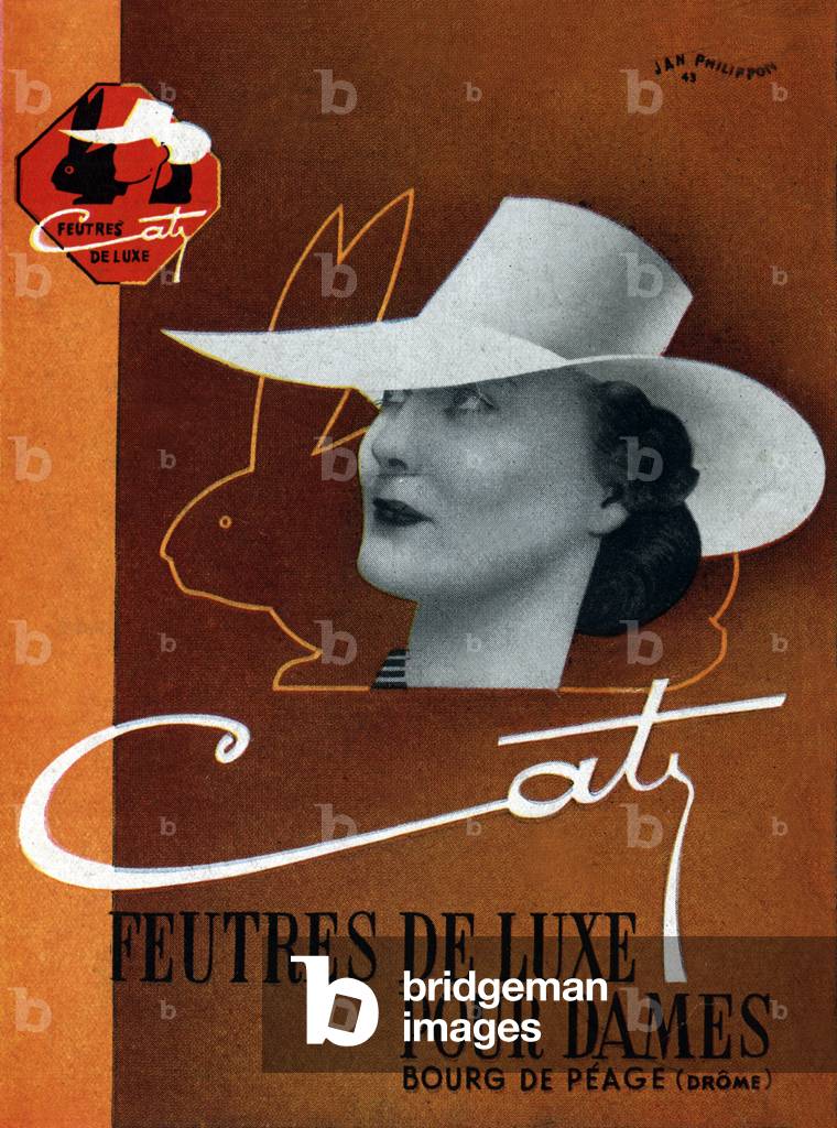 French advertisement for felt hats for women, september 1943