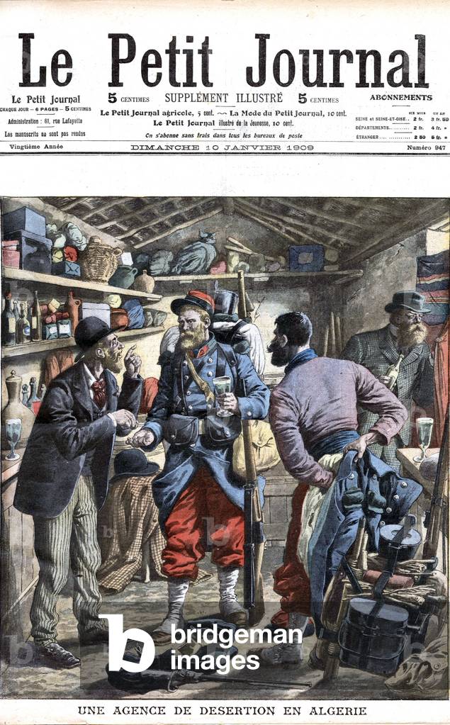Desertion agency for french soldiers in Algeria, 1909 (illustration)