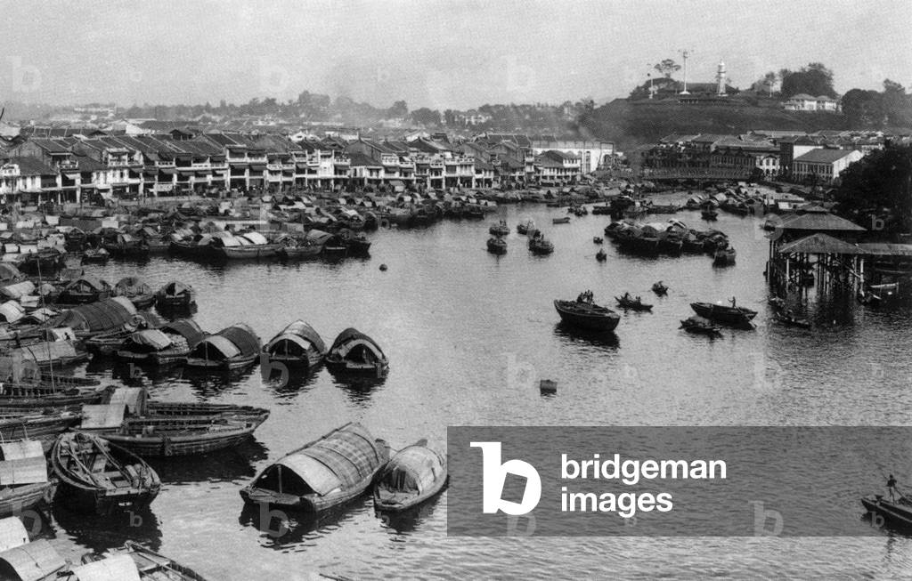Singapore river, c. 1900 (b/w photo)