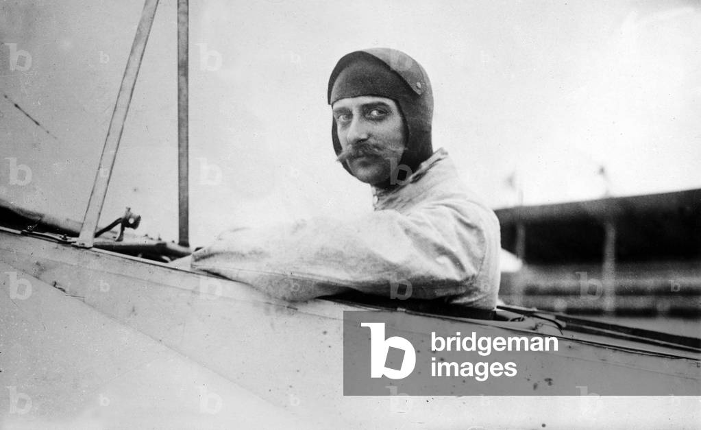 Emile Aubrun (1881-1967) french aviator, in a Bleriot, c. 1910