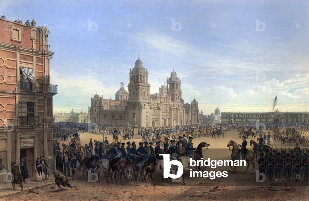 General Scott's entrance into Mexico in the Mexican-American War, 19th century (colour litho)