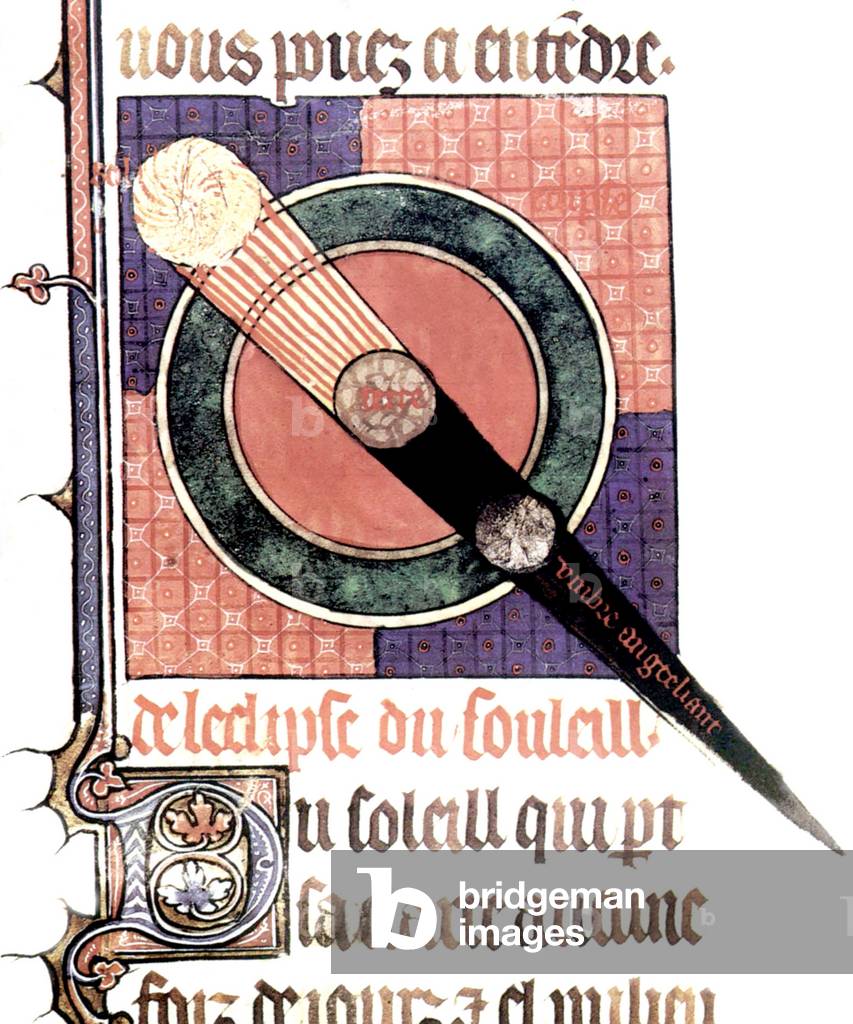 diagram of a solar eclipse, 13th century (illumination)
