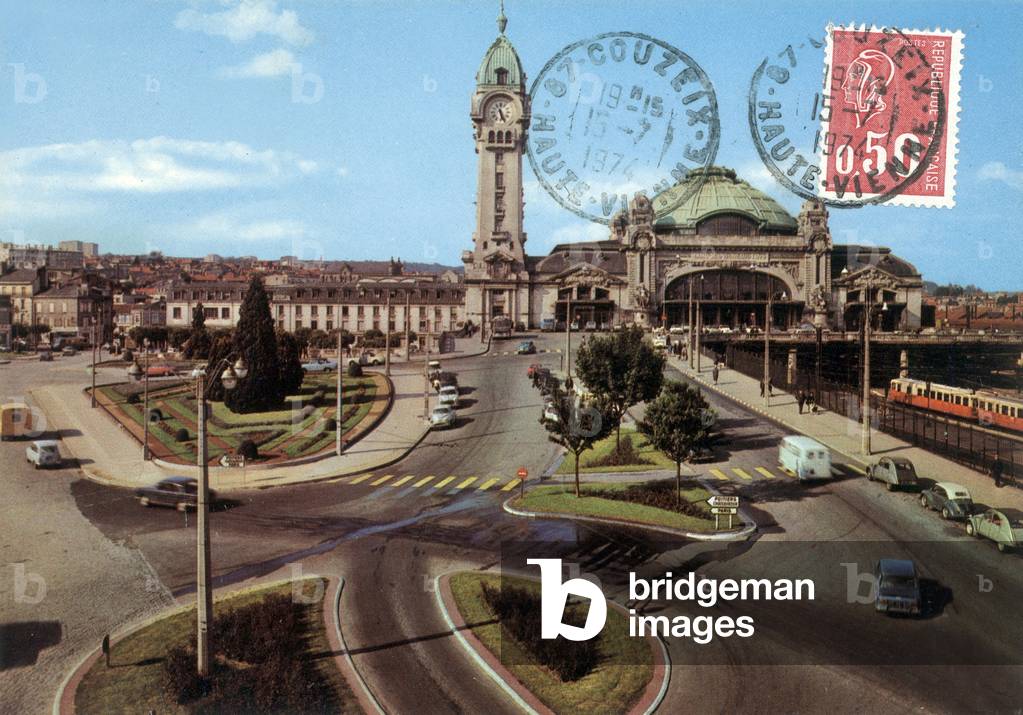 Limoges, France: the station, Postcard, c. 1974