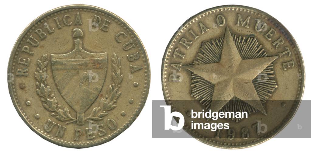 Duplex of a piece of 1 Cuban pesos from 1987