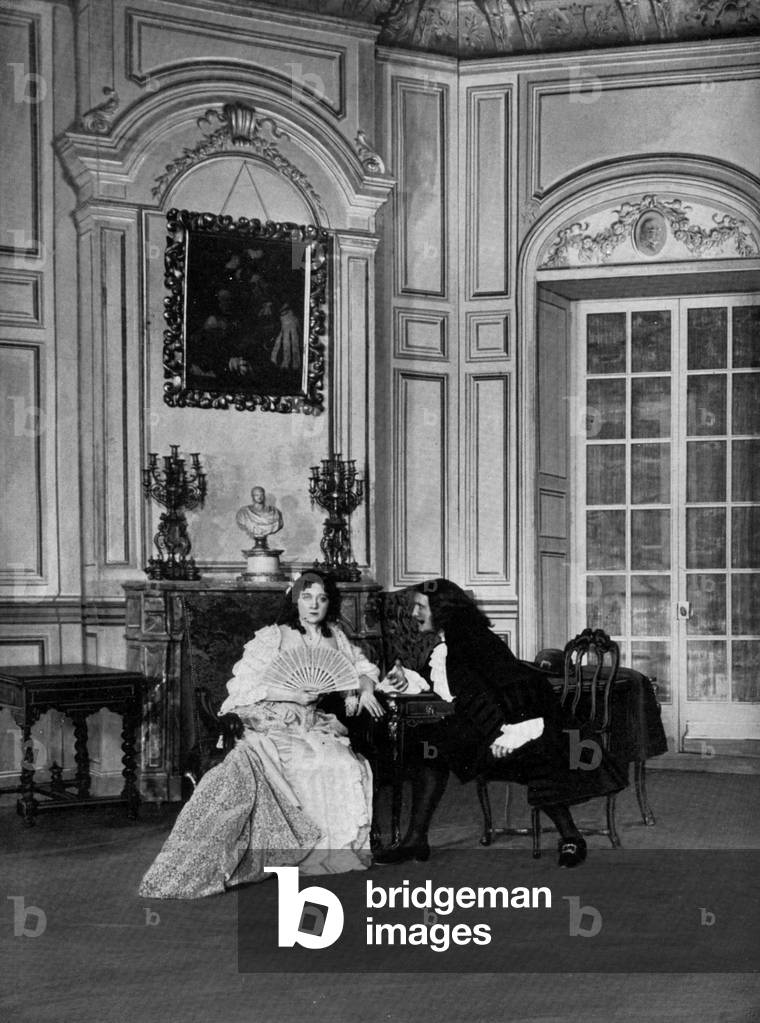 Mrs Dux (Elmire) and Mr Desjardins (Tartuffe) in play Tartuffe by Moliere august 1908