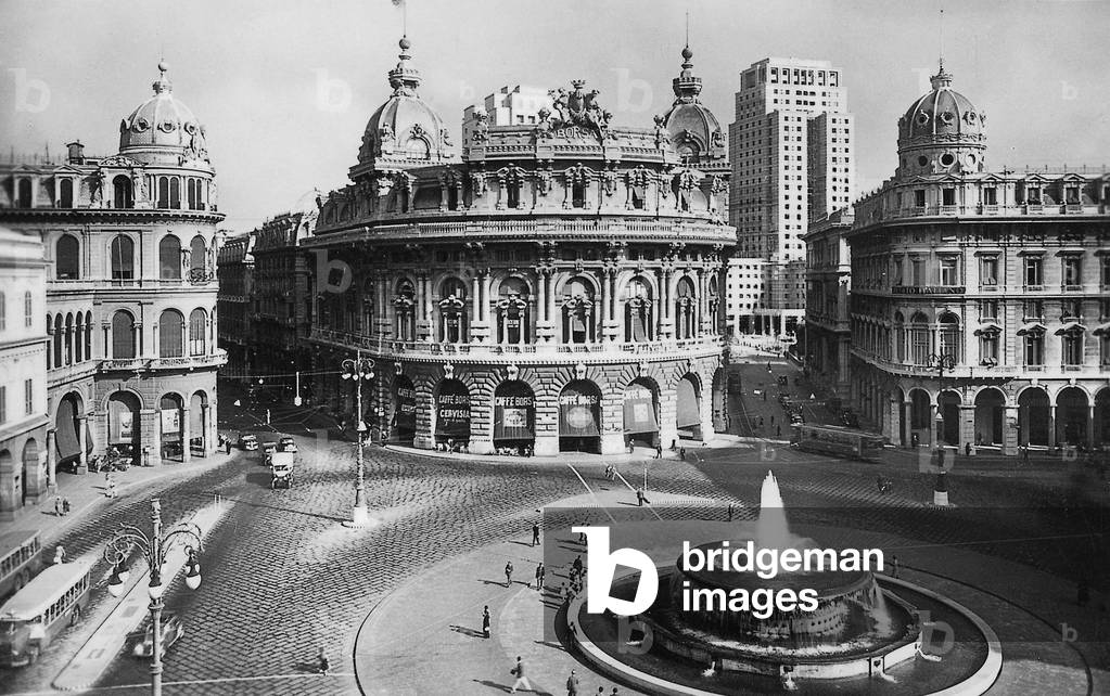 Genoa Italy: Ferrari square, c. 1945