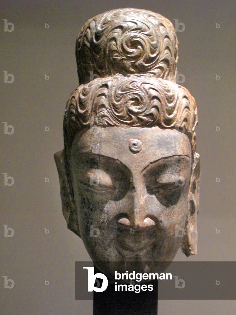 Head of Buddha, China, sandstone, Western Wei Dynasty (534-557), coll. musee Cernuschi Paris, 2010