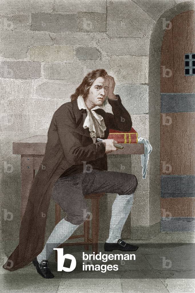 Francois Noel Babeuf said Gracchus Babeuf (1760-1797) founder of the group Equals also called the Babouvists who tempted to resolve the contradiction right of happiness and equality between men and the notions of private property economical freedom at the time of the French Revolution, engraving document colorise