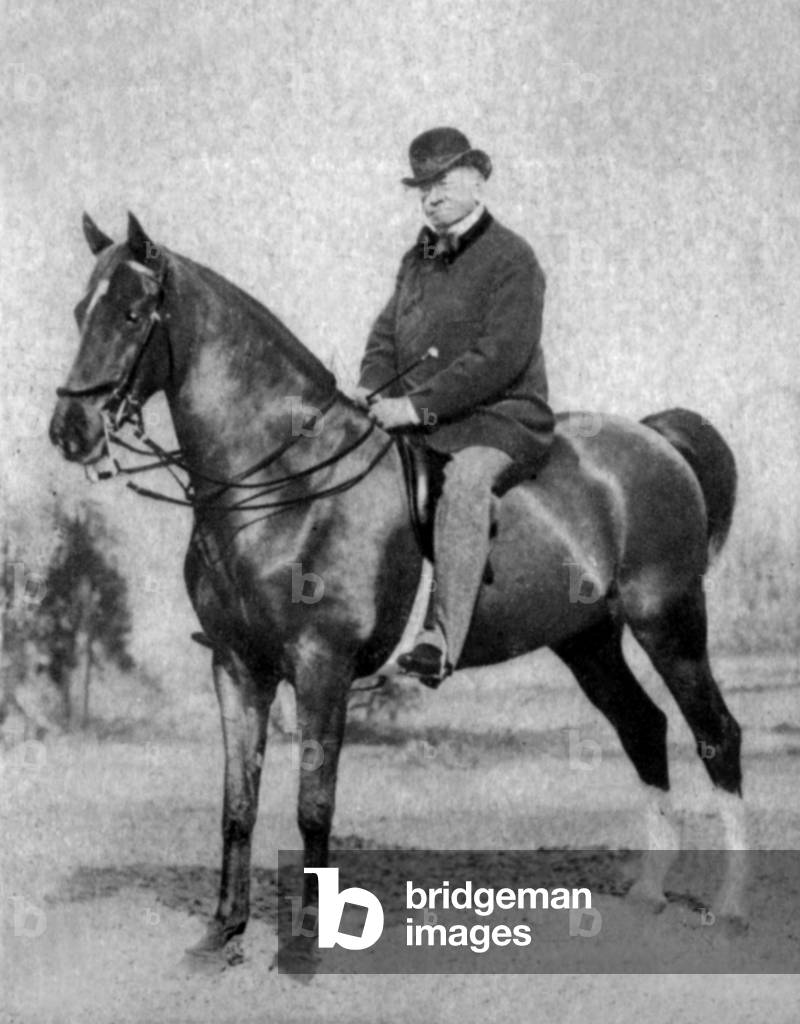 Emile de Girardin  on horse in 1866 (photo)