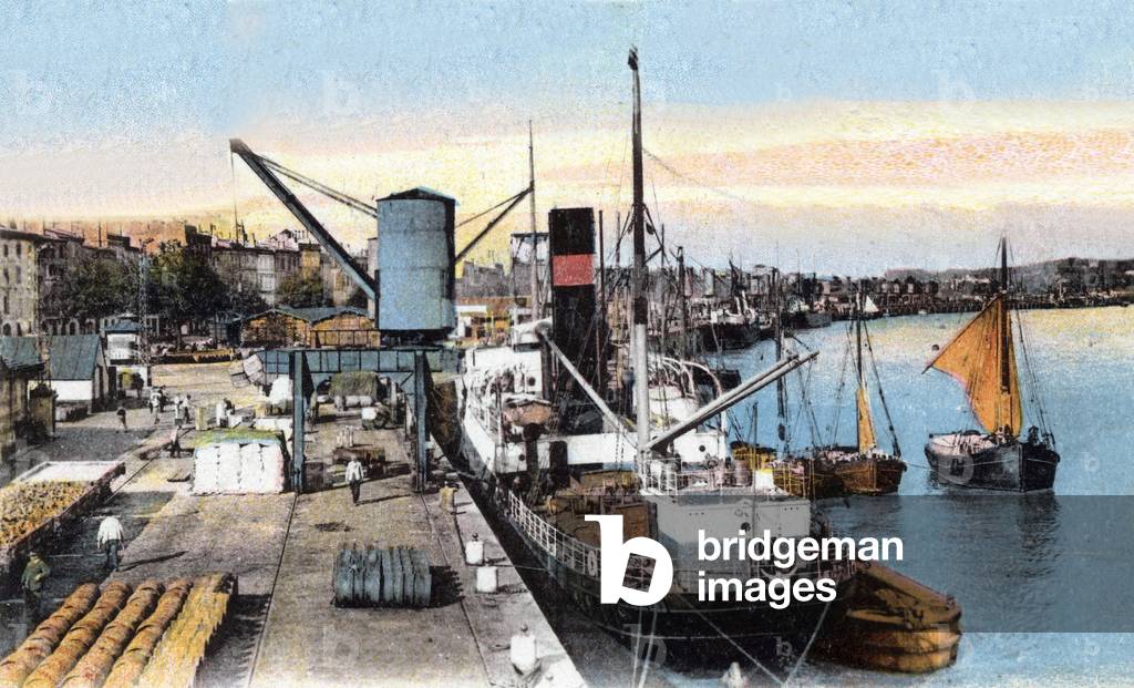 the quays in Bordeaux (France), Postcard, c. 1909