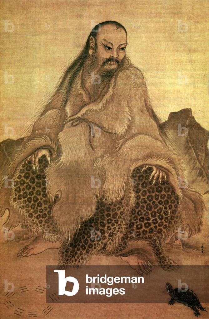 Fu Xi and the turtle, 13th century (ink and colour on paper)