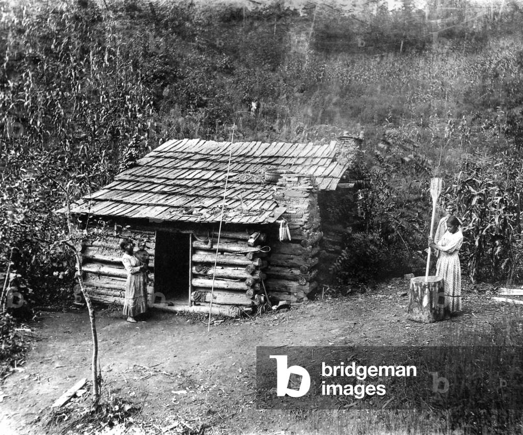 Small house in the Indian Cherokee reserve, North Carolina 1888 (b/w photo)
