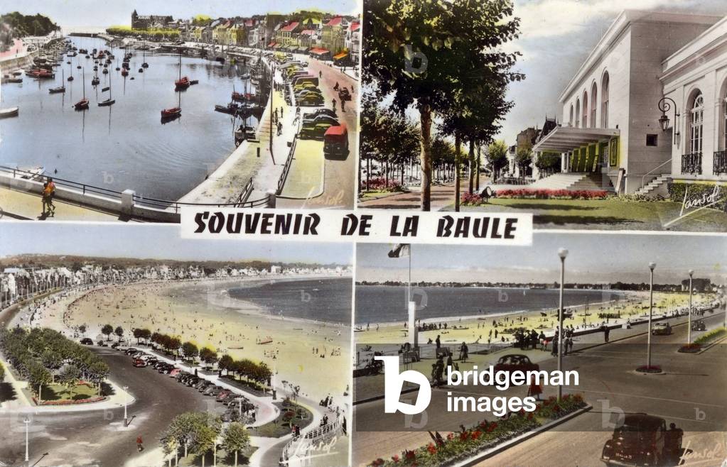La Baule (France): different views of the town, Postcard, c. 1958