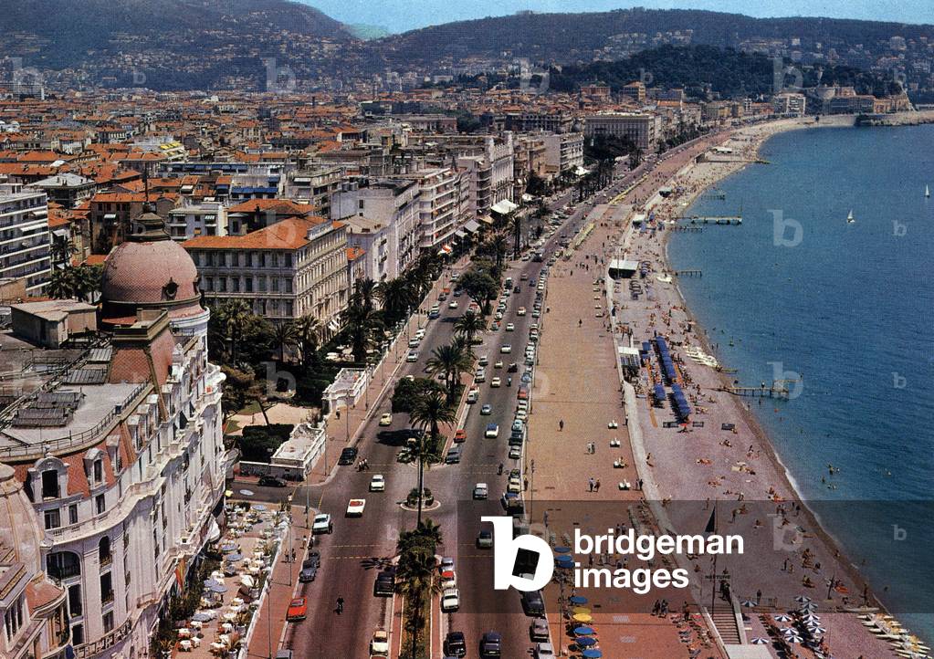 Nice: aerial view of the Promenade des Anglais, Postcard c. 1970