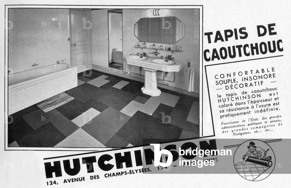 French advertisement for Hutchinson rubber carpet, 1939 (print)
