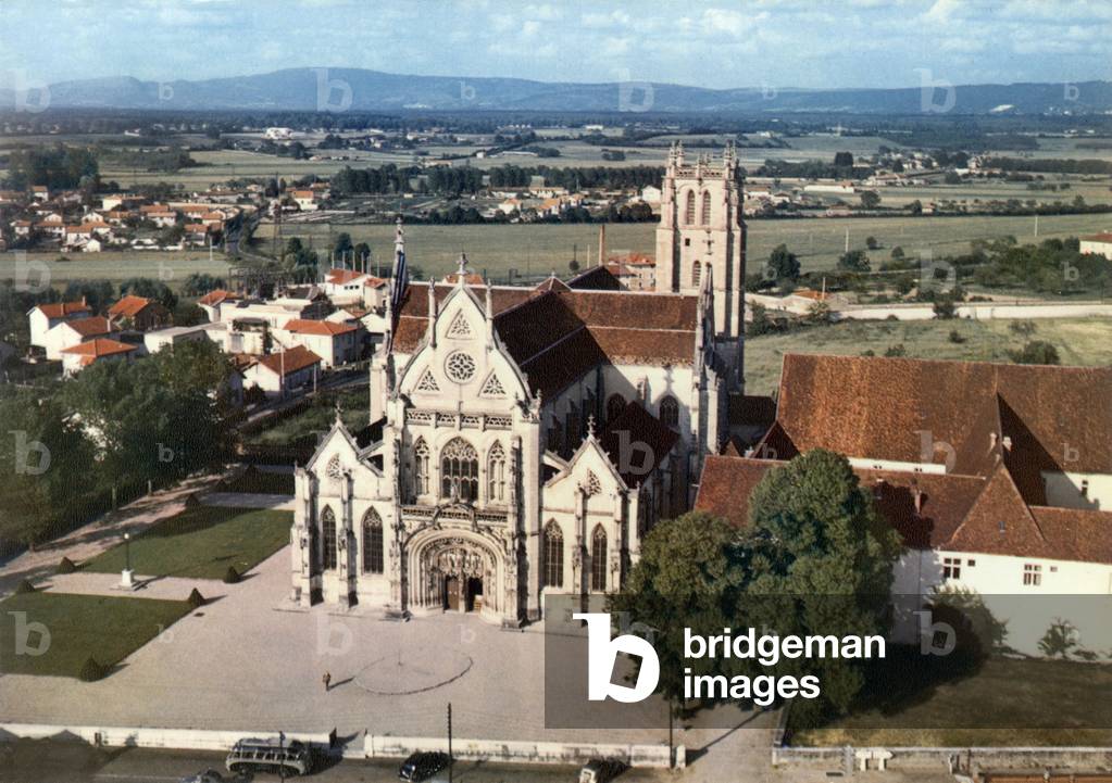 Bourg-en-Bresse (France): Brou church (early 16th century), Postcard, c. 1960