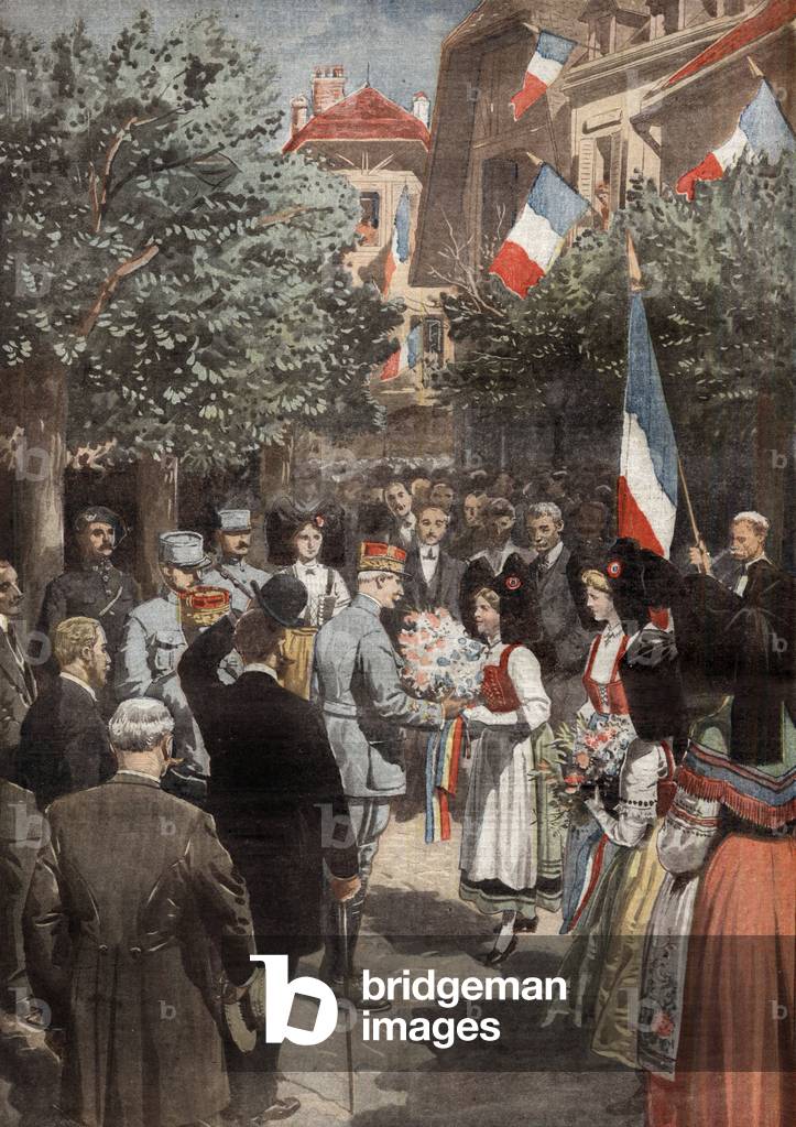 French general Philippe Petain in Alsace, illustration from french newspaper 