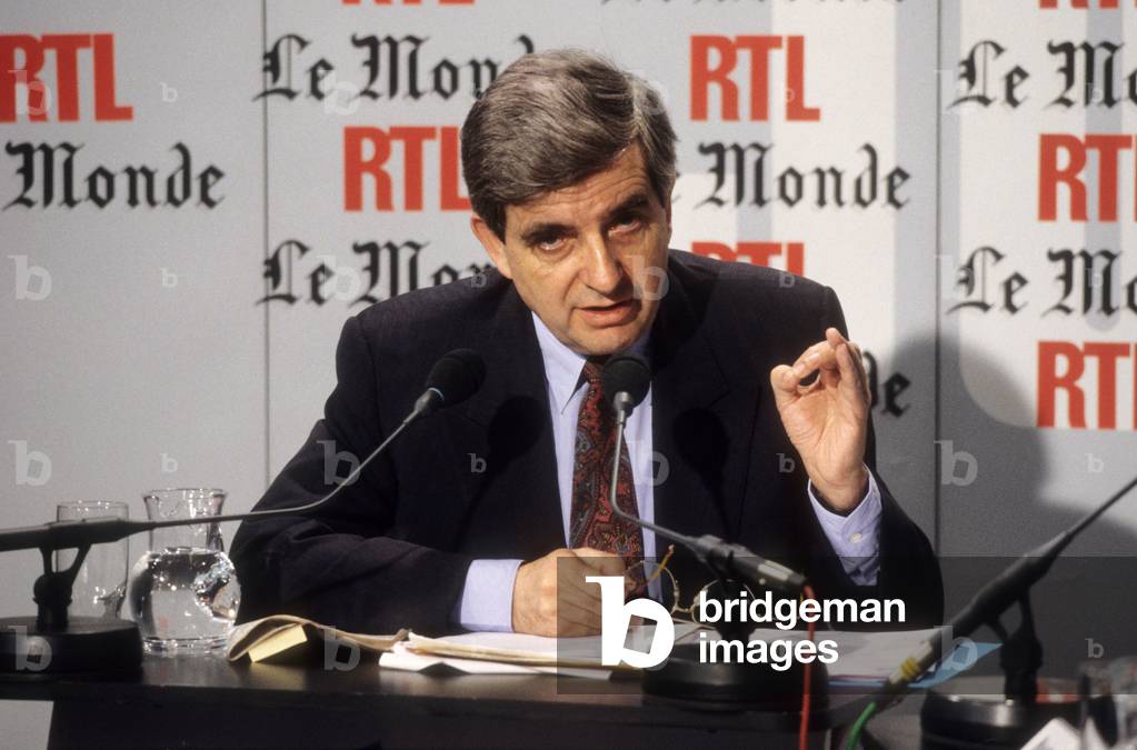 French politician Jean Pierre Chevenement during radio program 