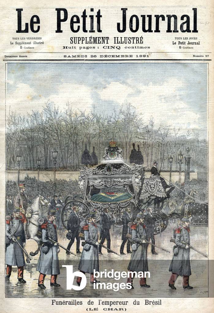 funerals of emperor Pedro II of Brazil, frontpage of newspaper Petit Journal december 26, 1891