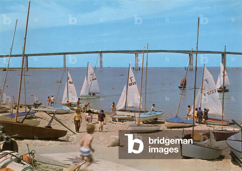 Noirmoutier, France: the bridge, Postcard, c. 1974