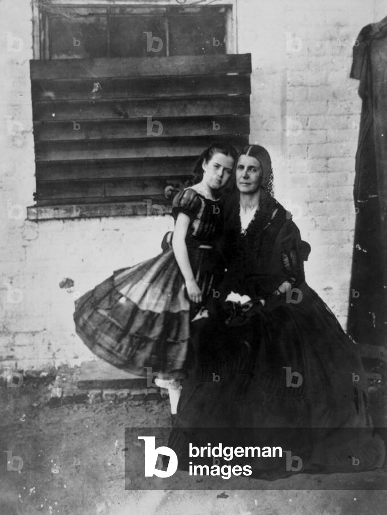 Mrs. Rose O'Neal Greenhow in the Old Capitol prison, with her daughter (b/w photo)