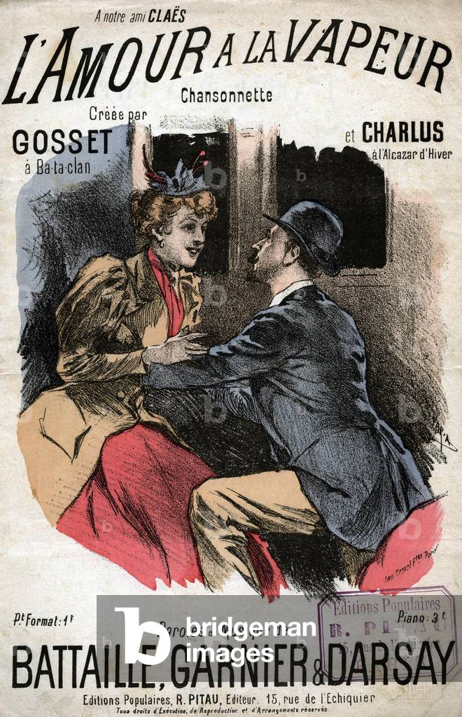 Love in steam, c. 1895 (illustration)