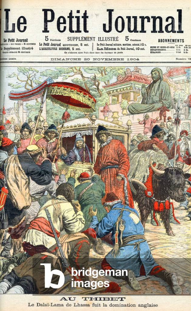 In Tibet, Dalai Lama leaving Lhassa because of english domination, 'Petit Journal', 1904