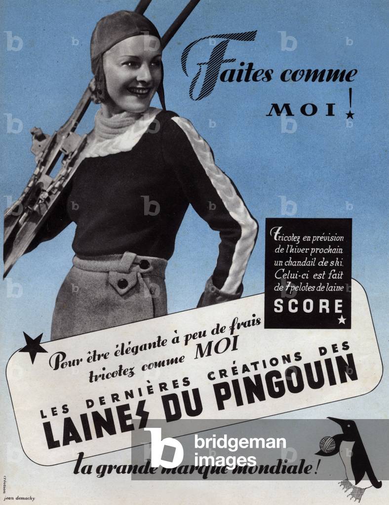 French advertisement for Pingouin wools, 1937