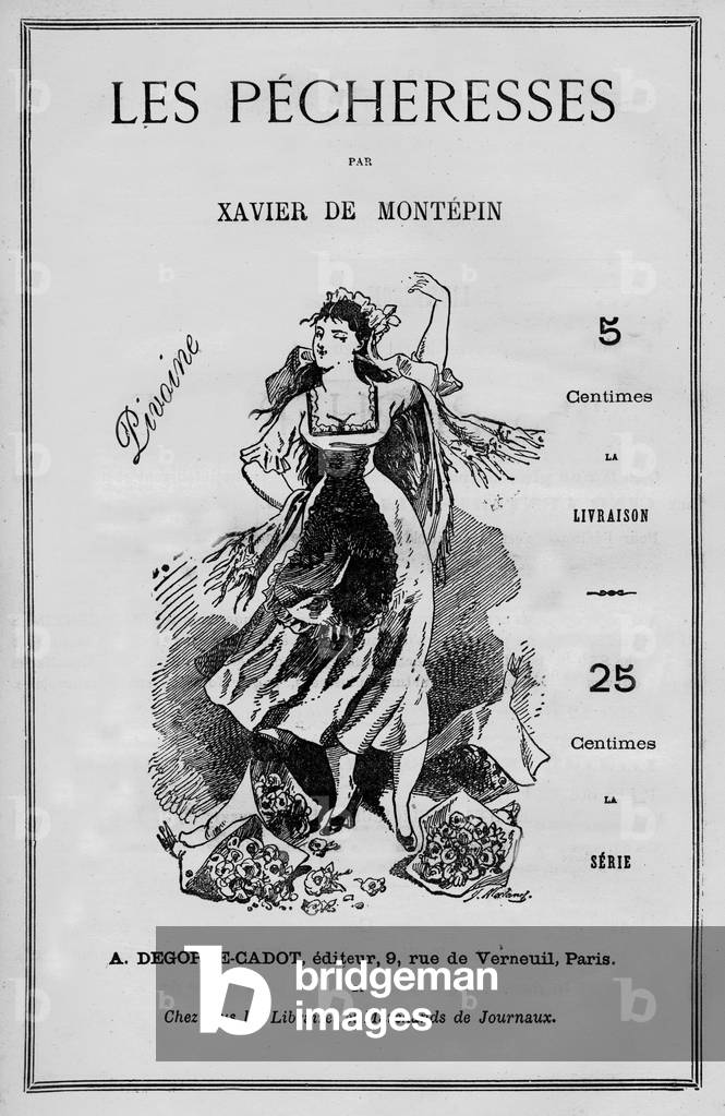 Frontispice of book Les pecheresses by Xavier de Montepin, c. 1888