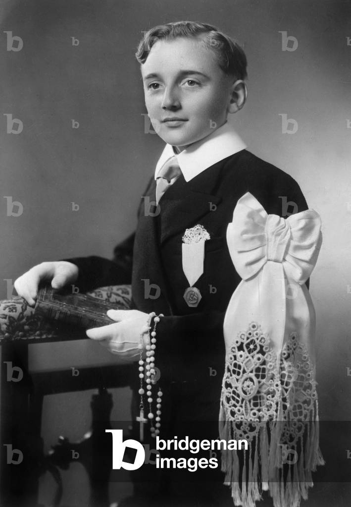 Boy making his first communion c. 1946