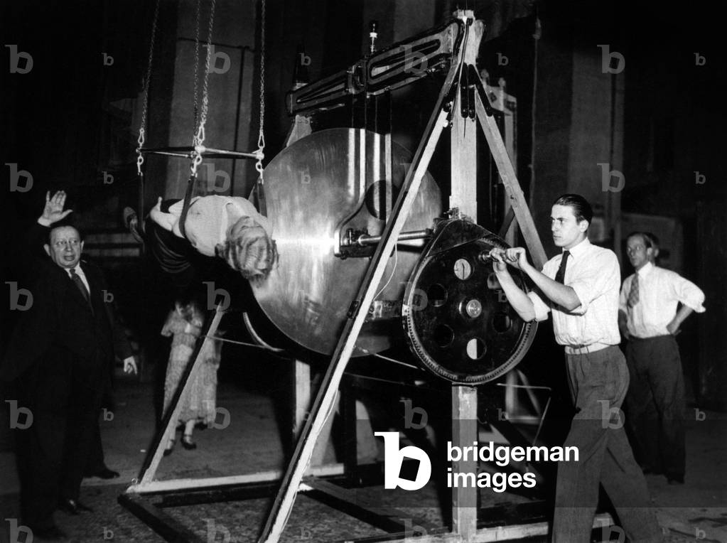 Conjurer Horace Goldin, here on l, presenting his act 