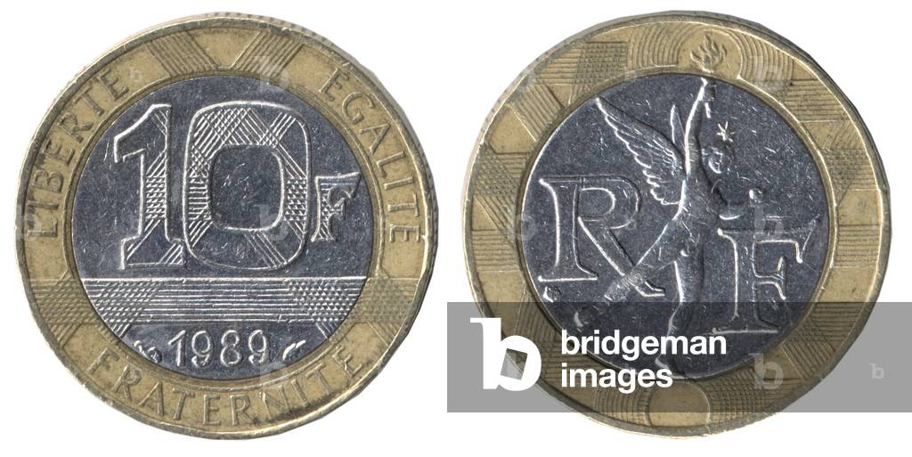 Front and back piece of ten Francs of 1989