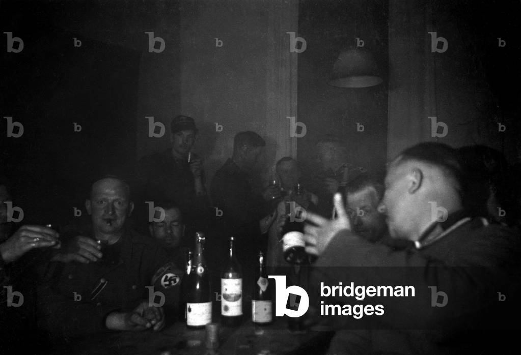 During Occupation of Paris, c. 1941, german soldiers drinking wine and champagne, private photo