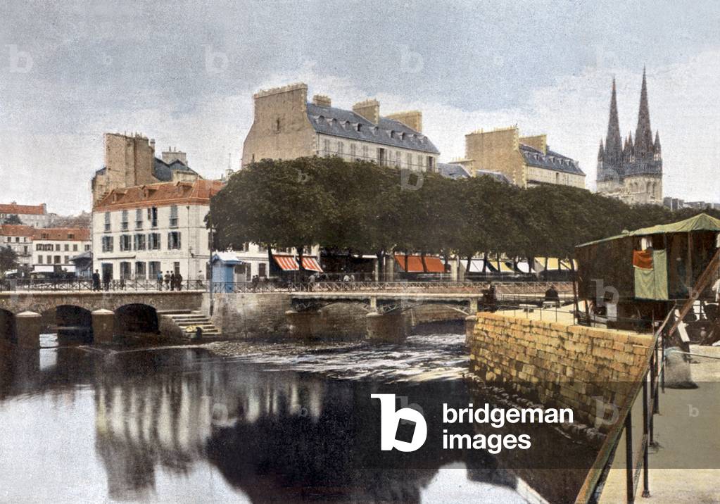 Quimper (Brittany, France): confluence of Steir and Odet rivers, Postcard, c. 1900