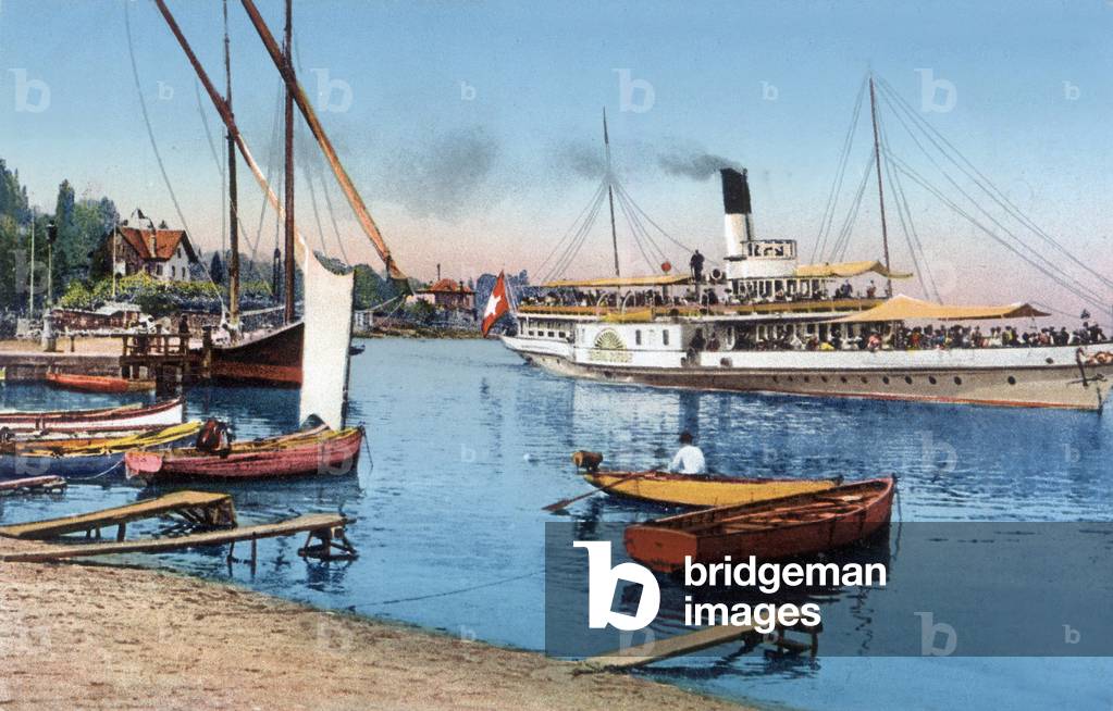 Thonon-les-Bains : the harbour on lake Geneva, Postcard, c. 1910