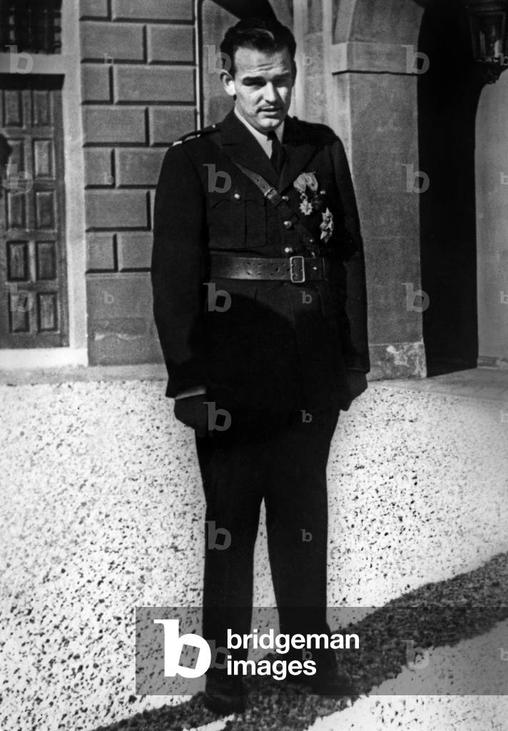 Prince Rainier III of Monaco, wearing uniform of french army, c. 1950