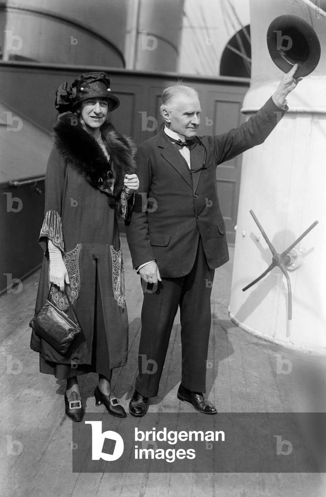 Walter Damrosch (1862-1950) american composer and his wife Margaret Blaine aboard a liner c. 1920