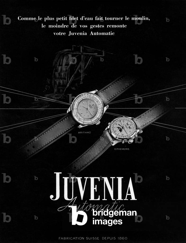 French advertisement for Swiss Juvenia watches, 1950