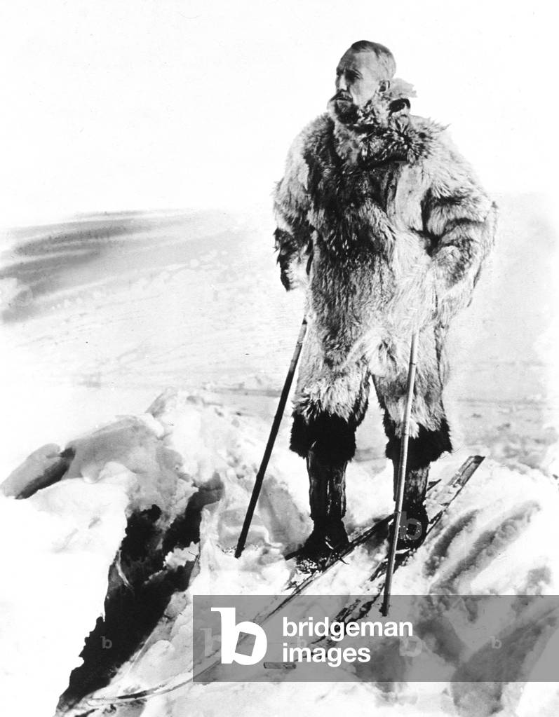 Roald Amundsen on the road towards Antarctic c. 1911 (b/w photo)