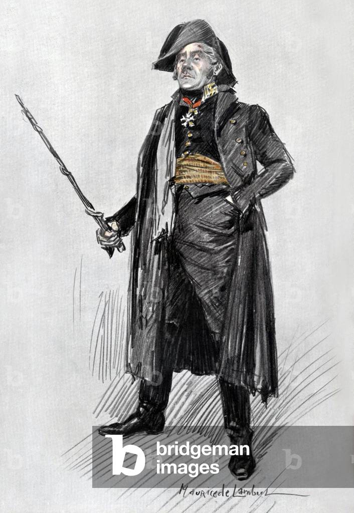 French comedian Andre Calmettes as General Favernay in play 